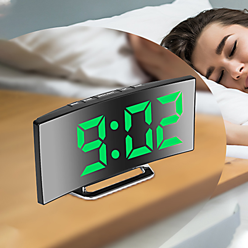 Electronic Gadgets For Home - Led despertador digital tela curvada espelho