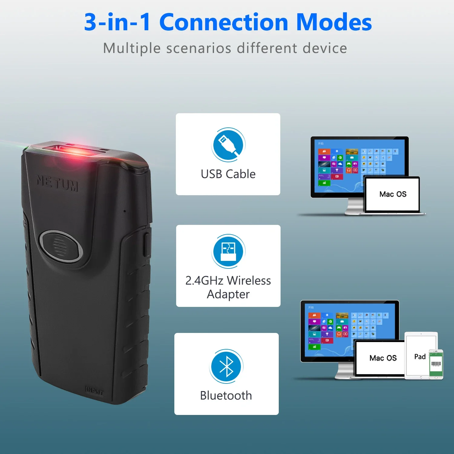 Leitor de Código QR Netum E800 - Barcode Scanner Wireless avaliação e preço
